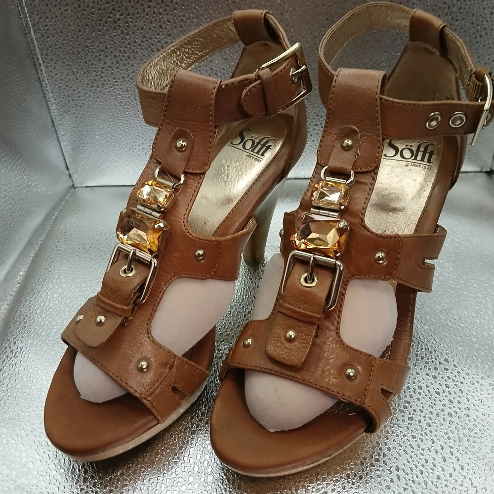 Söfft Brown Strappy Heeled Sandals Women's Size 8